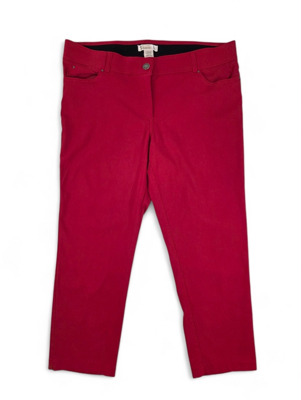 89th + Madison Red Pull-On Stretch Capri Pants Petite 12P Spring Summer Retro - Picture 1 of 6